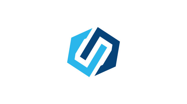 Modern abstract geometric letter A or S logo design icon for tech and corporate identity