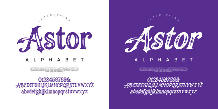 Astor Majestic Royal Serif Alphabet Font With Classic Decorative Vintage Ornamental Tail Details