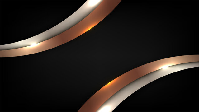 luxury abstract metallic background with rose gold copper curved waves dark 3d modern design