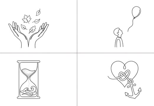 acceptance and letting go vector icons