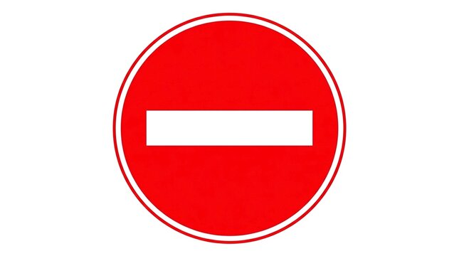 Modern no-entry traffic symbol with bold flat colors and sharp edges, ideal for security and transportation safety.