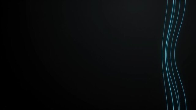 Abstract blue light streaks slowly wave on dark black background subtle motion subtle background for design.