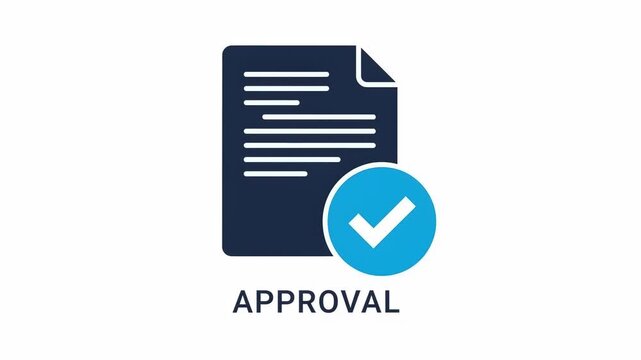 Approval icon, document with a check mark symbol, flat vector illustration representing verified or accepted status, animated 4k stick video