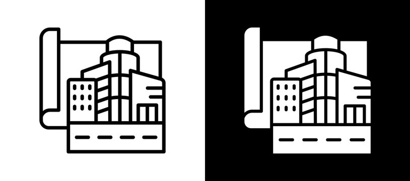 Urban Planning whiteblack icon
