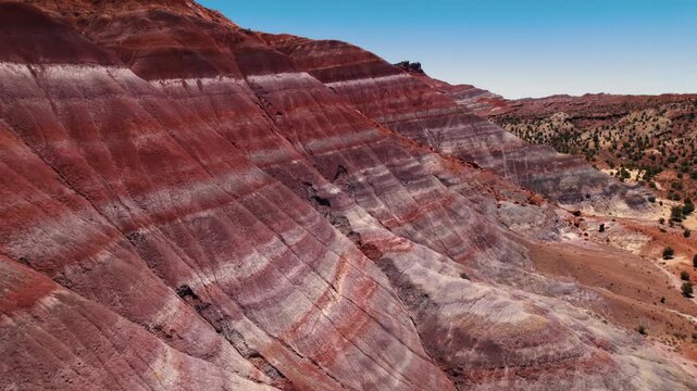 Fly over of rainbow badlands near Paria in Grand Staircase Escalante National Monument, Utah.