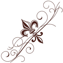 Classic floral border corner with fleur lis emblem. © yeasin