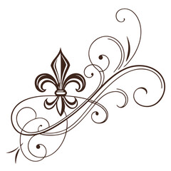 Refined fleur de lis symbol in vintage corner frame. © yeasin