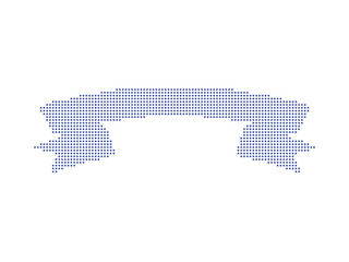 Curved blue halftone ribbon banner for decorative greetings and text placement. © Hiro's design