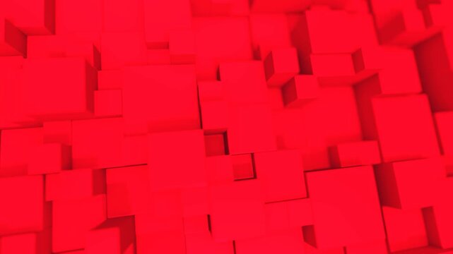 Vibrant 3D abstract geometric shapes with intense colorful lighting and deep shadows.