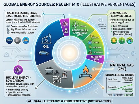 A vibrant collection of infographic illustrations showcasing the continuous cycles of growth, development, and systemic processes.