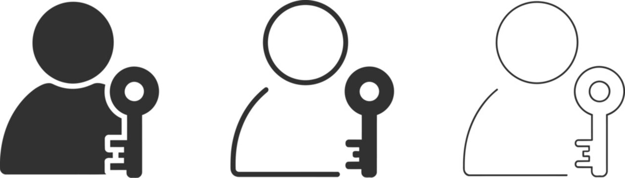 People holding keys representing access permission, user account management, authorization, security, identity, and digital access control.