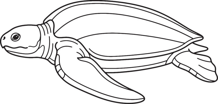 Clean minimalist vector outline leatherback sea turtle illustration