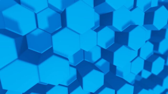Abstract 3D hexagonal geometric pattern render with vibrant color shifts.