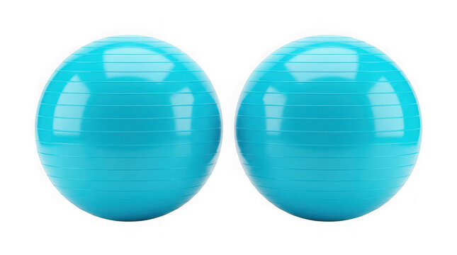 Two blue exercise yoga balls isolated on transparent background