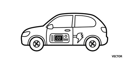 Obraz premium Electric car with charging panel.