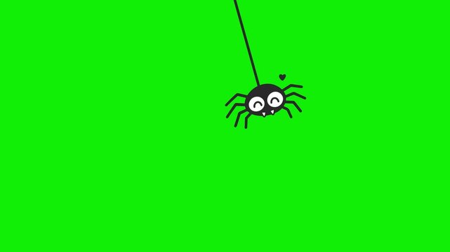 Cute Black Spider Hanging from Spider Web &ndash; 2D Cartoon Animation