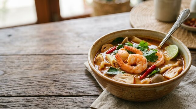 Tom Yum Goong with Copy Space