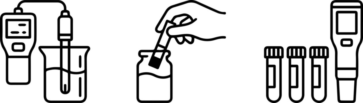 Laboratory pH Testing and Chemical Analysis Vector Icons