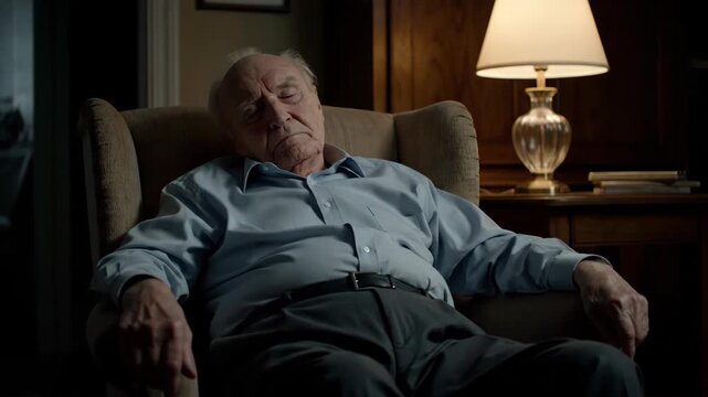 The old man rested in an armchair, and sat on the sofa and pondered