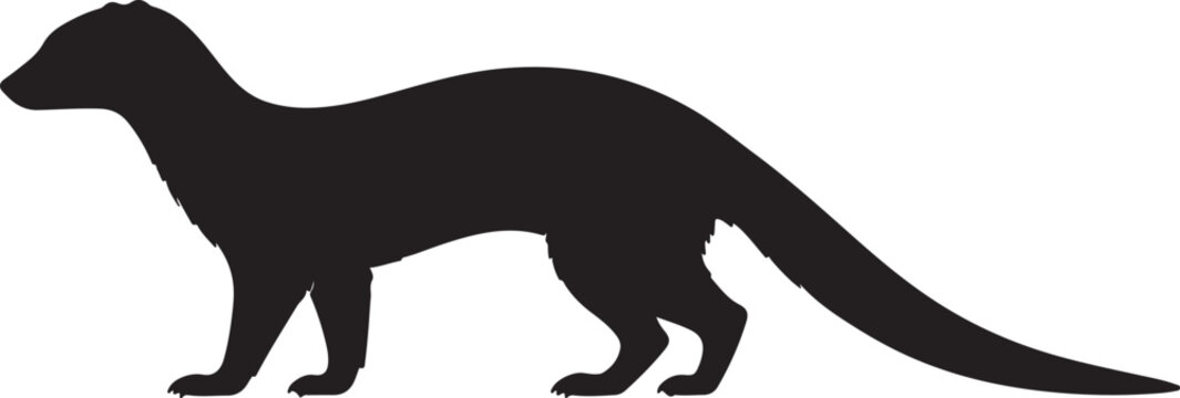 Mongoose Silhouette &ndash; Black Wild Animal Vector Illustration