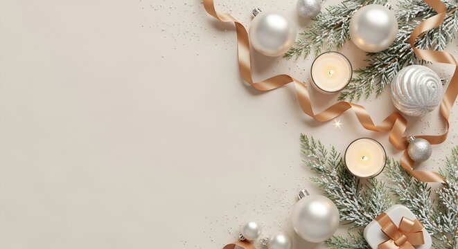 Elegant Christmas Decorations with Silver Ornaments and Greenery