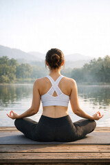 Fototapeta premium Yoga by the lake