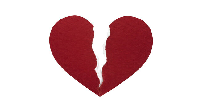 A red broken heart symbol showing a concept of separation divorce or sadness