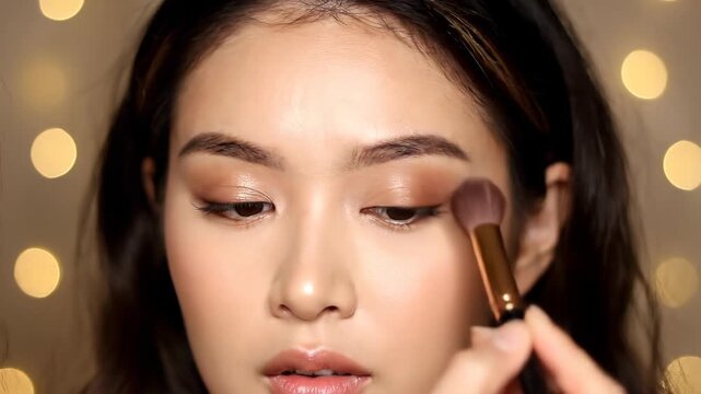 Close-up makeup materials for women's faces, eyeshadow makeup tutorials for women