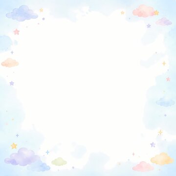 Minimal cloud and sparkle border surrounding a large blank nursery