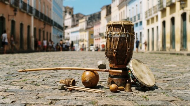 Traditional Drum on Historic City Street