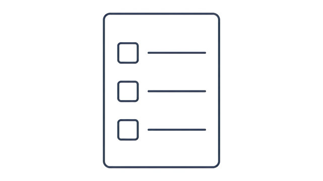Minimalist checklist icon with three empty checkboxes for task management and productivity design
