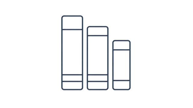 Minimalist line icon of three upright books with varying heights and simple spines