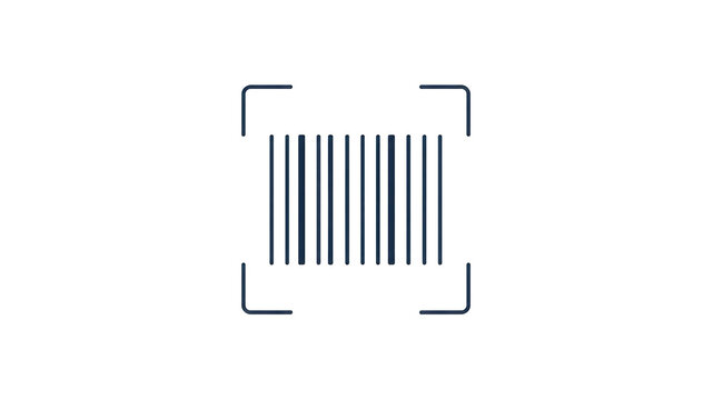 Minimalist barcode scanning icon with corner brackets for digital identification interface