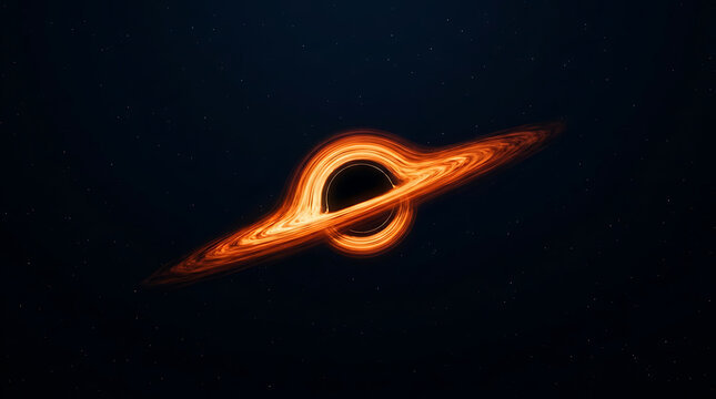 Black hole with glowing accretion disk in deep space cosmic background
