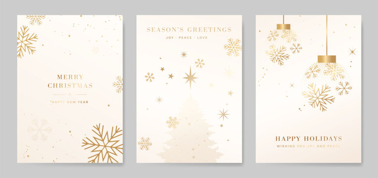 White Christmas and Happy New Year card vector. Winter Star ,Night  sky, leaves branch, snow flake with gold foil texture on white background. Illustration for cover, print, poster, invitation.