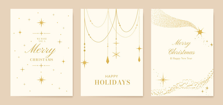 White Christmas and Happy New Year card vector. Winter Star ,Night  sky, leaves branch, snow flake with gold foil texture on white background. Illustration for cover, print, poster, invitation.