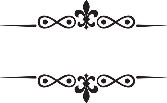 Calligraphic divider vector set with fleur de lis symbol and swirl ornaments for decorative borders