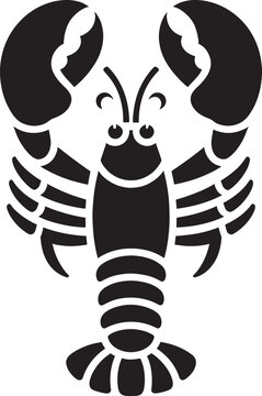 Lobster silhouette icon aquatic seafood animal lobster stencil design isolated on transparent element