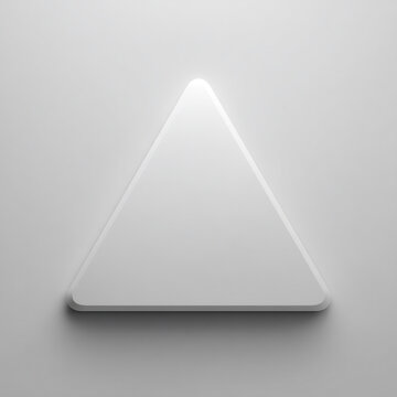 White geometric triangle shape with soft lighting and rounded corners 3D rendered