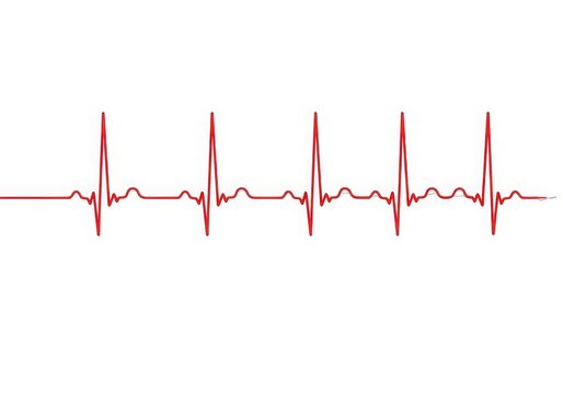 Red heartbeat ecg line chart graphic isolated on white background
