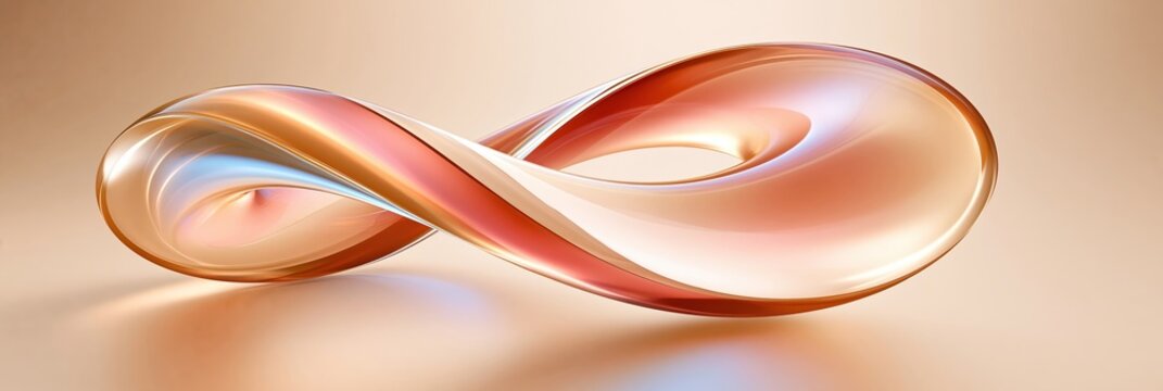 Abstract twisted glass torus with smooth surfaces and warm gradient colors