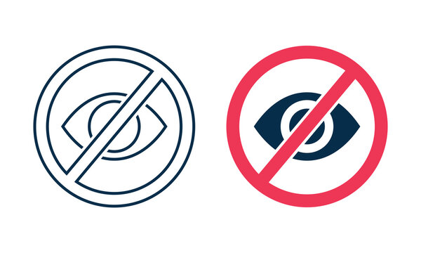 Eye Block Icon. Prohibited View Symbol for Blocked Vision, Privacy Settings, Restricted Access and Content Protection. Vector Illustration