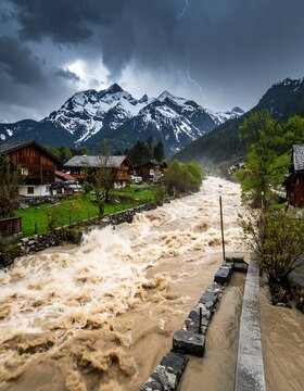Total Destruction of a Mountain Village After a Massive Flood