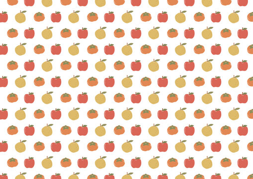 Apple Pear and Persimmon Repeating Pattern