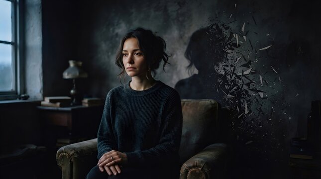 Portrait of women in depression 
Anxiety silent pain