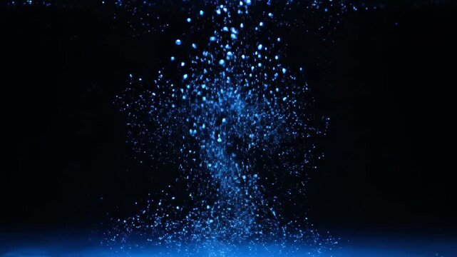 Close-up material of blue water splashing, blue water flowing background