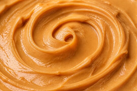Creamy peanut butter swirl spread texture close up