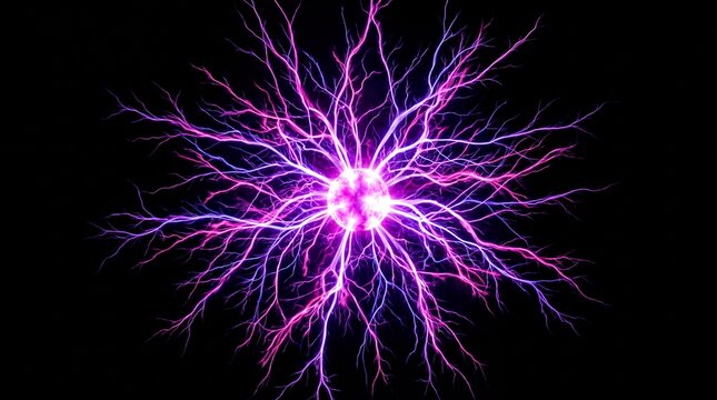 Magenta plasma ball tendrils reaching from a bright core