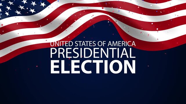 US Presidential Election Day American Flag and Confetti Motion Background
