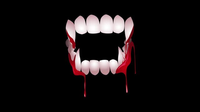 Dracula Vampire Fangs with Blood Halloween Motion Graphic